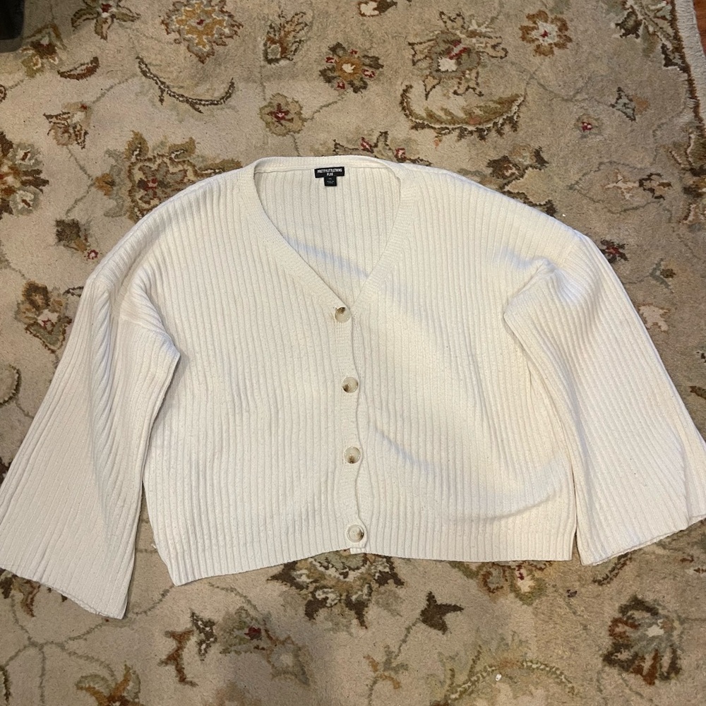 PLT Cream/Off white Cardigan Sweater